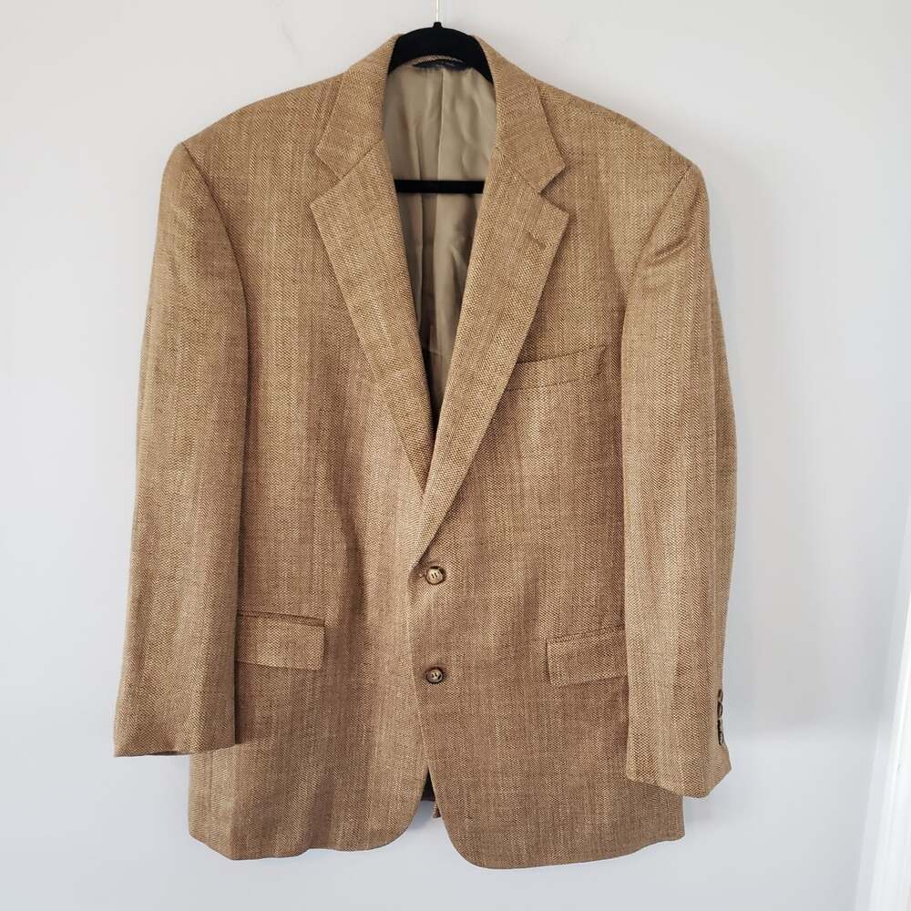 Vntg Brooks Brothers Brown Herringbone Jacket 44L